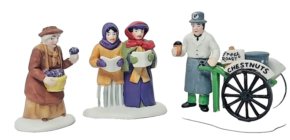 Department 56 Violet Vendor Carolers & Chestnut Vendor #5580-8